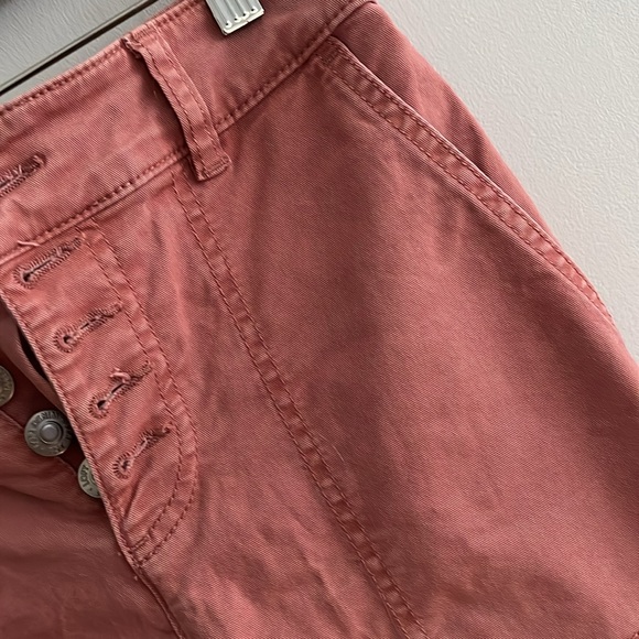 LOFT patch pocket Pants,  Straight Leg Exposed Button FLy, Raw Hem Sz 0 bin 23 - Picture 3 of 6